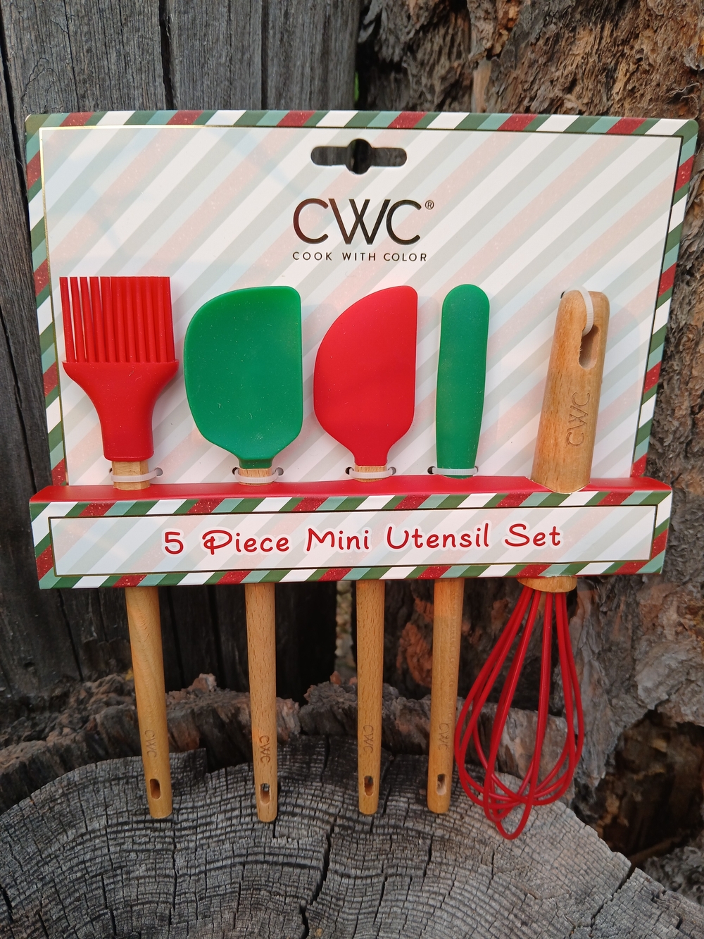 NWT Cook With Color 5-Piece Mini Utensil Set Red And Green